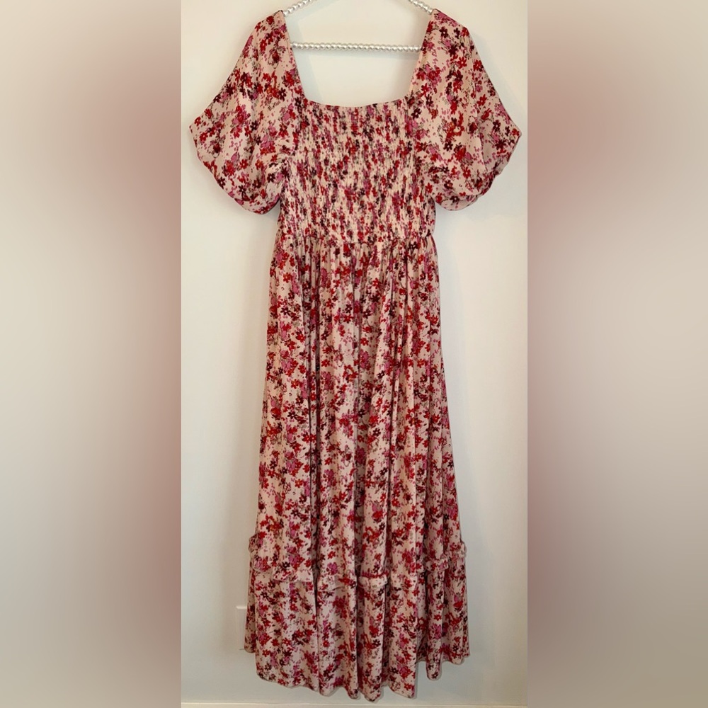🌸 Böhme Floral Smocked Tiered Maxi Dress - Puff Sleeve - S - Picture 7 of 16